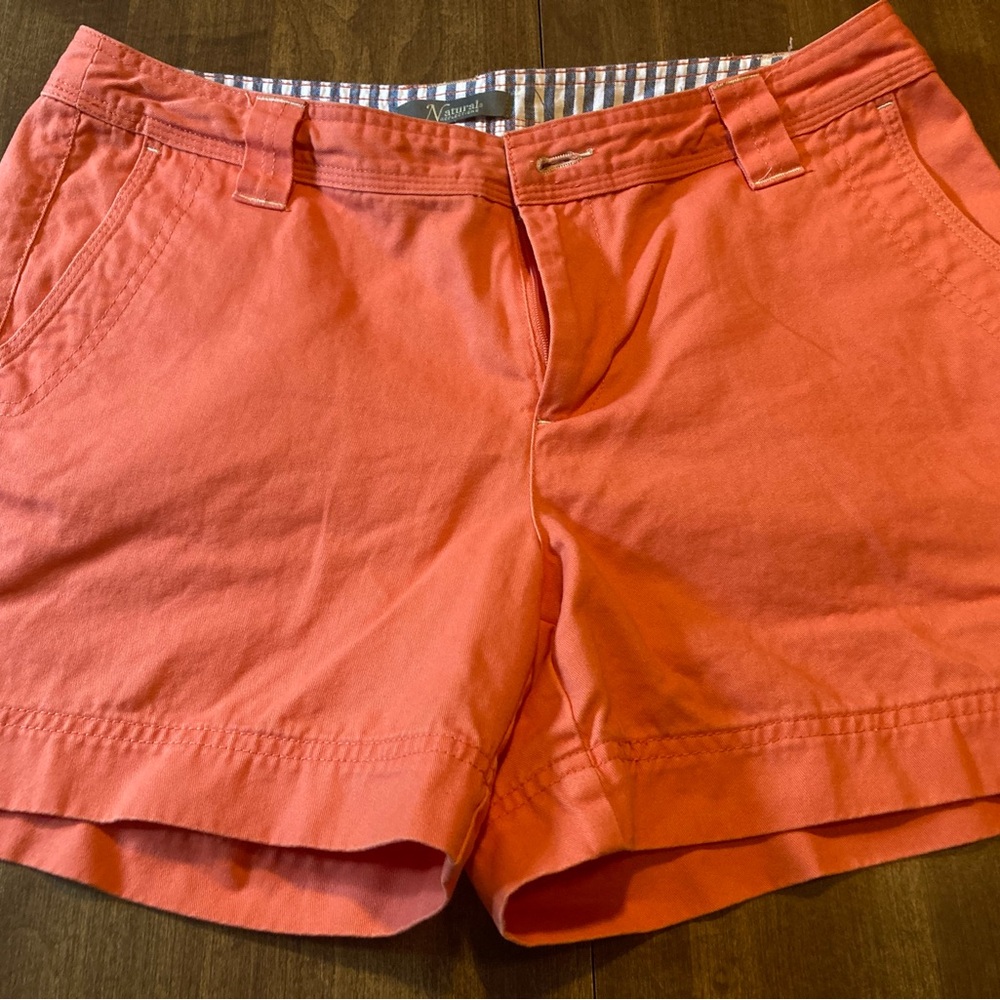 Peach colored women’s shorts.